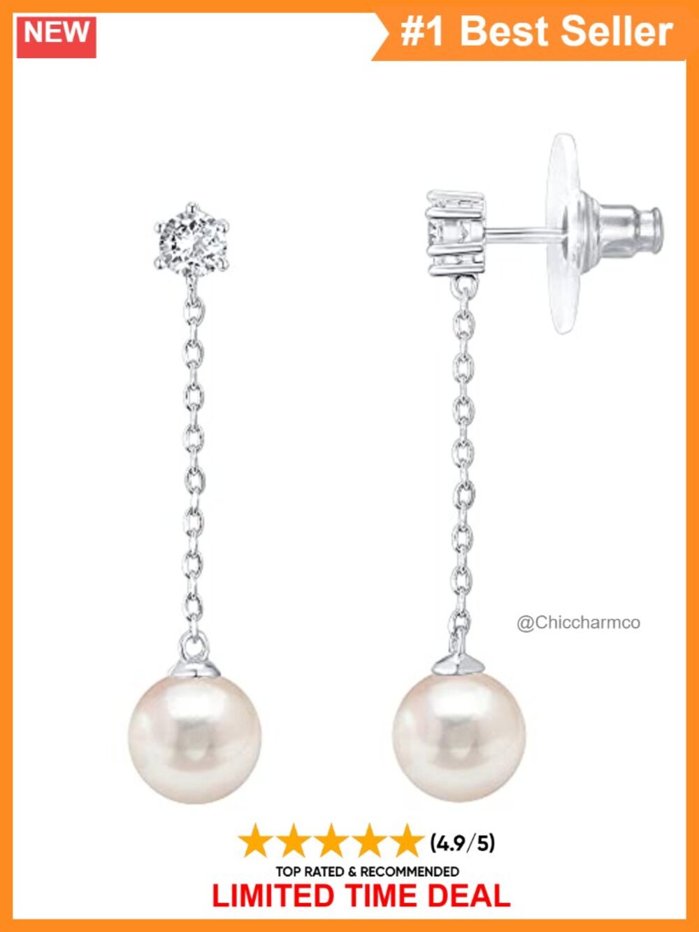 14K Gold Plated Pearl Drop Dangle Earrings for Women